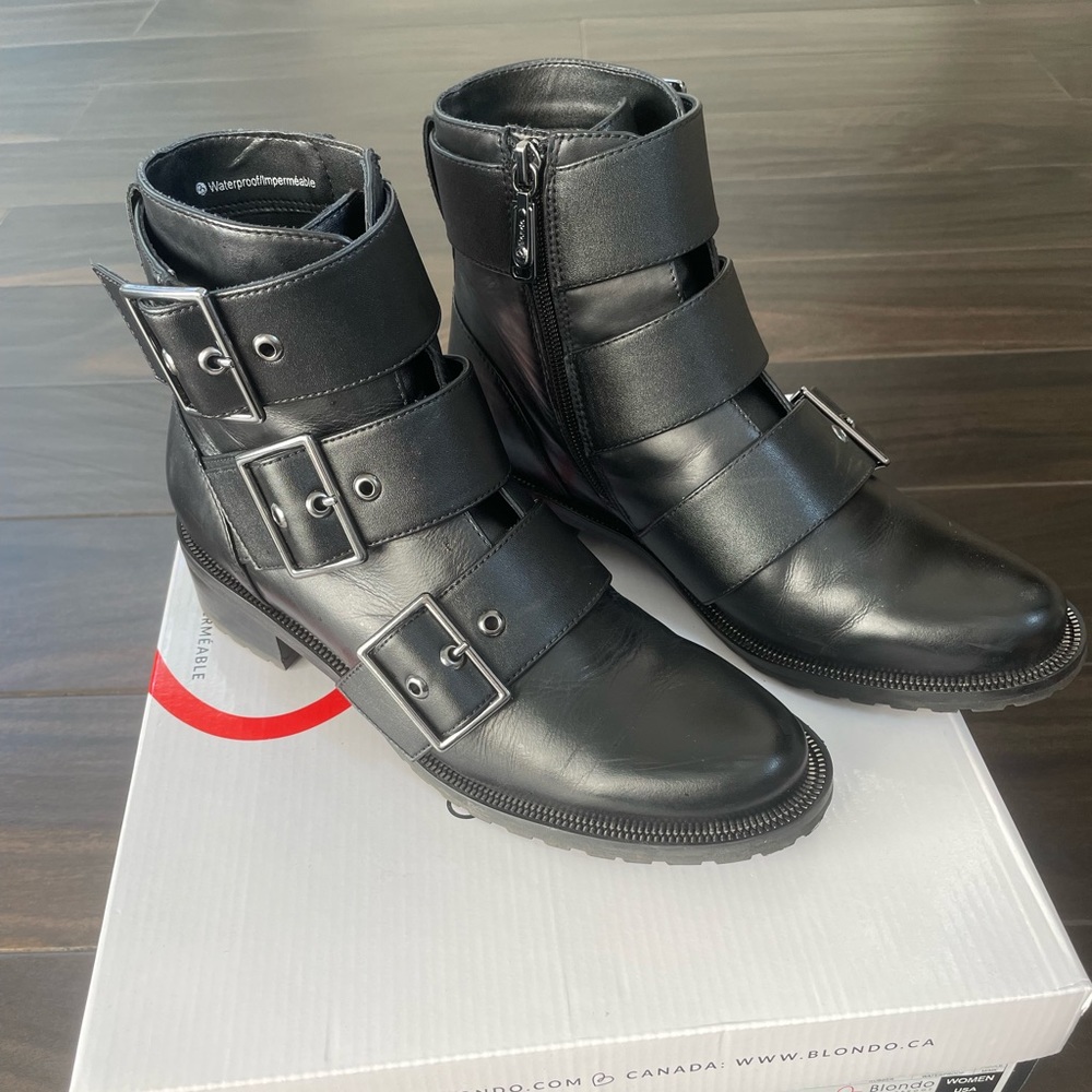 Blonde Leather Waterproof Moto boots SZ 8.5